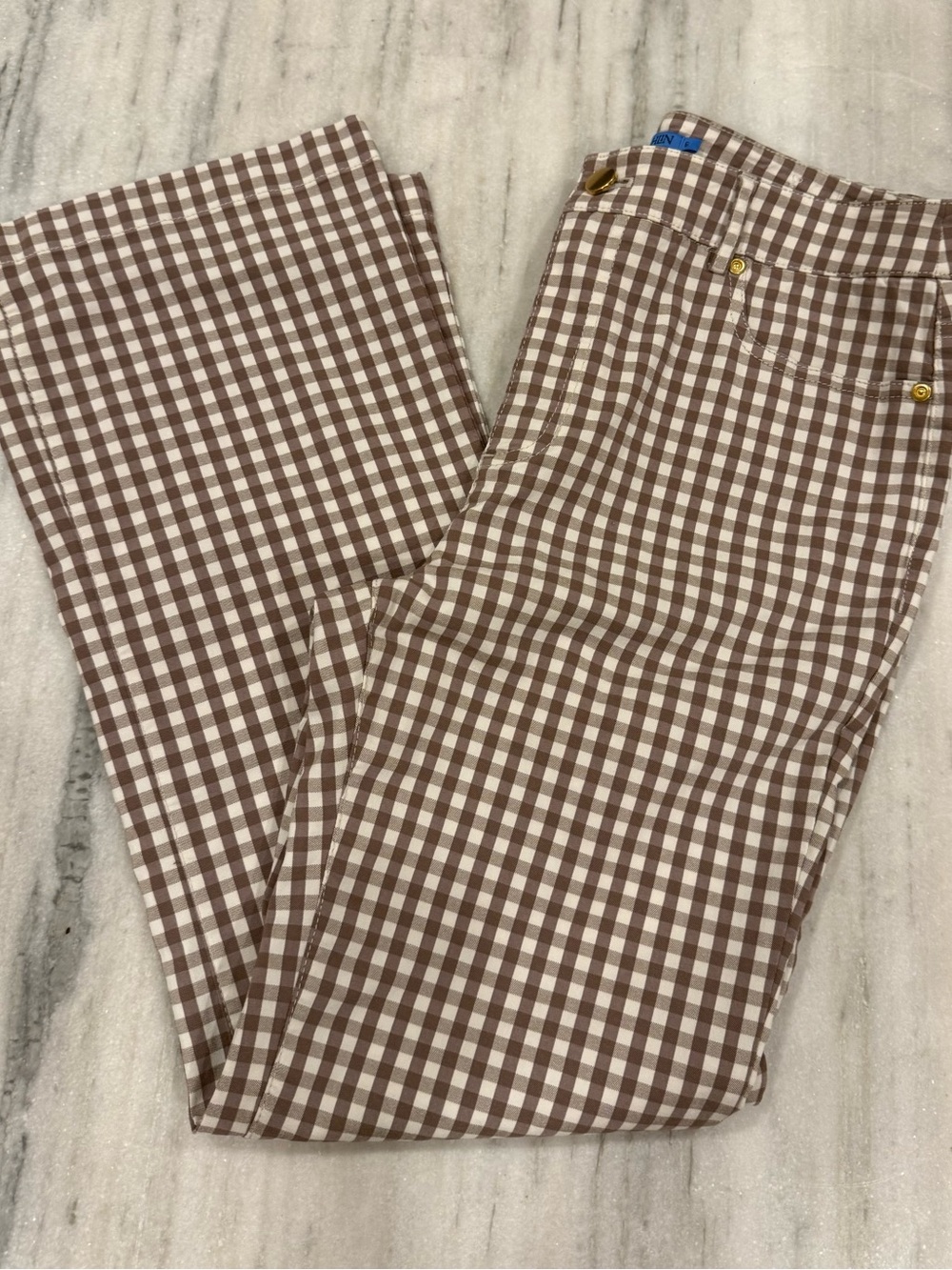 Jmclaughlin Brown and White Gingham Pants